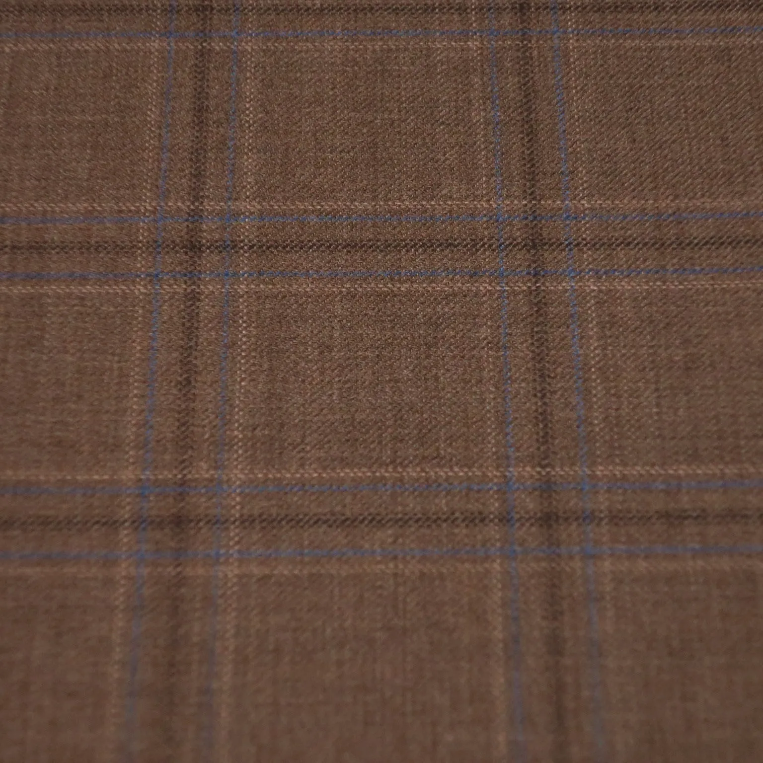 1.75 YDS Brown Loro Piana Windowpane Wool Suiting Fabric