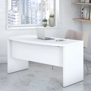 60" Bow-Front Modern Executive Office Desk in Pure White