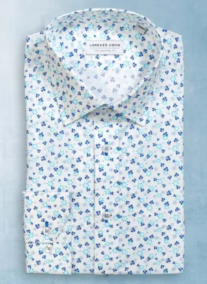 Alexander in Printed Multi-Blue "Clovers" Shirt