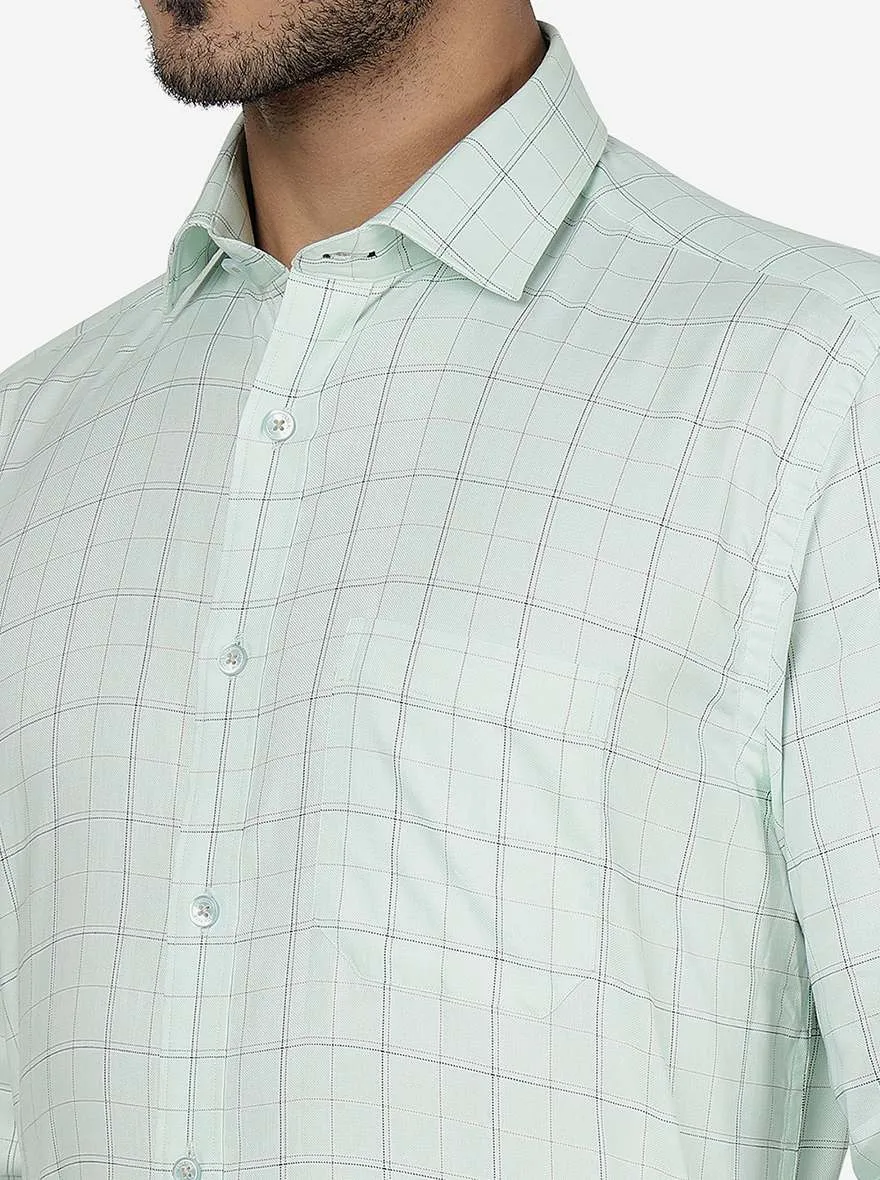 Aqua Checked Regular Fit Formal Shirt | JadeBlue