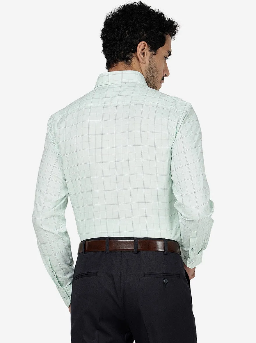 Aqua Checked Regular Fit Formal Shirt | JadeBlue