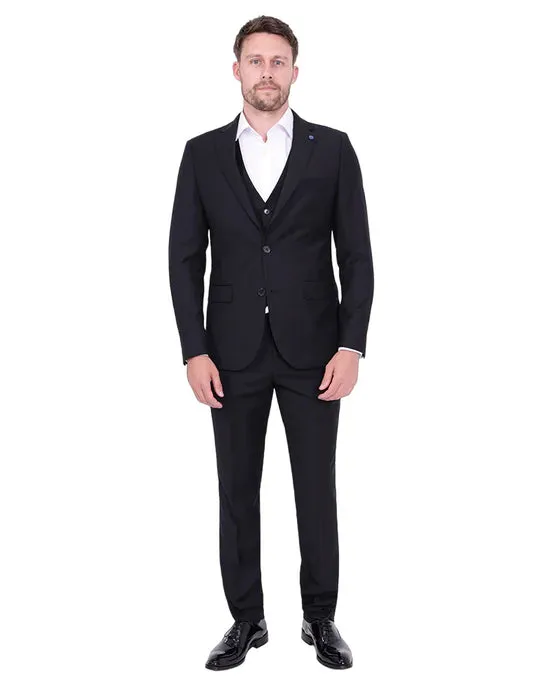 Black Classic Plain 3 Piece Men's Suit