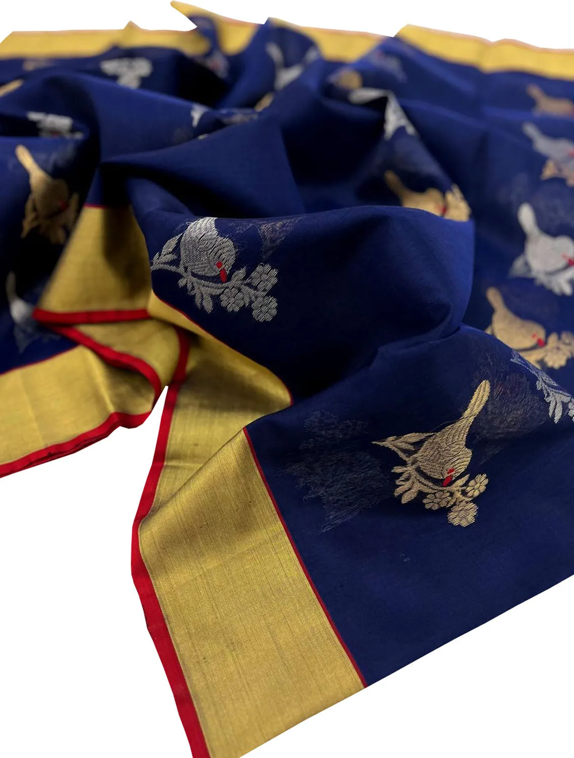 Blue Chanderi Handloom Pure Silk Saree - Elegant and Timeless