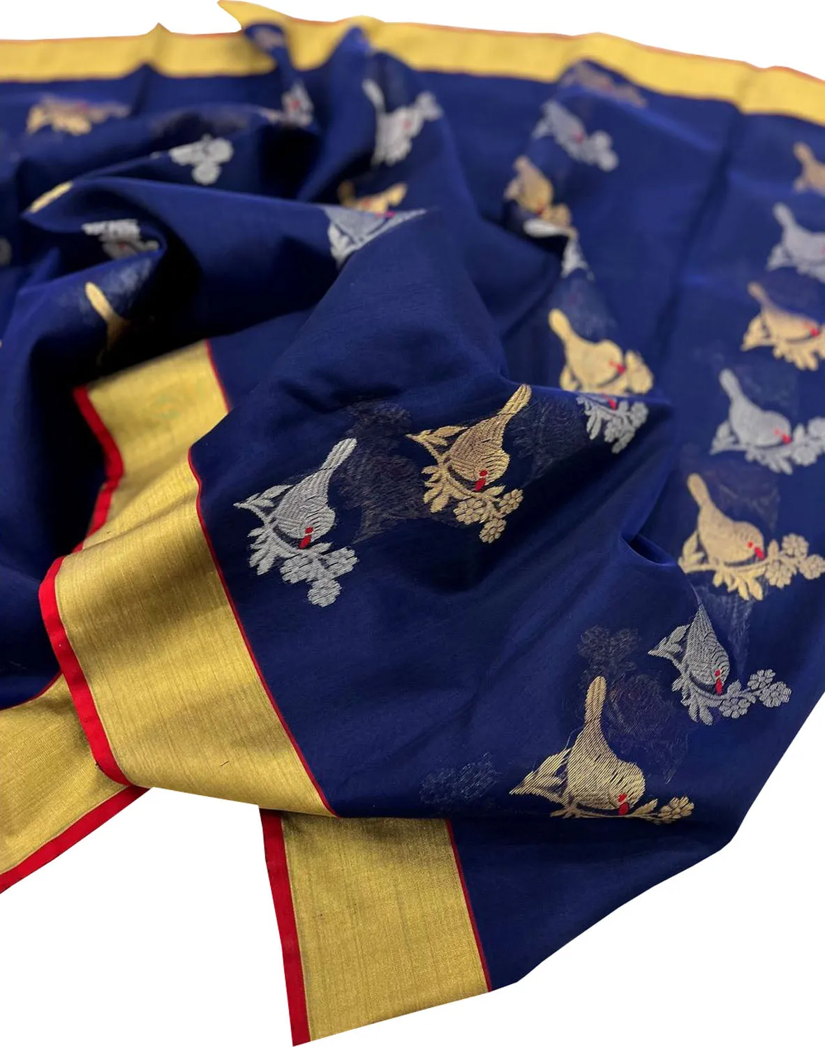 Blue Chanderi Handloom Pure Silk Saree - Elegant and Timeless