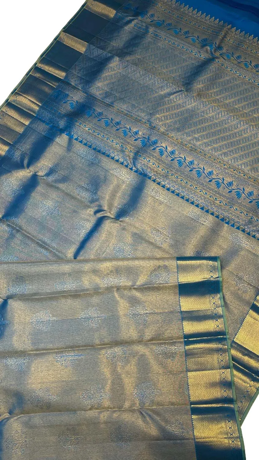 Blue Kanjeevaram Silk Saree - Handloom Pure Elegance