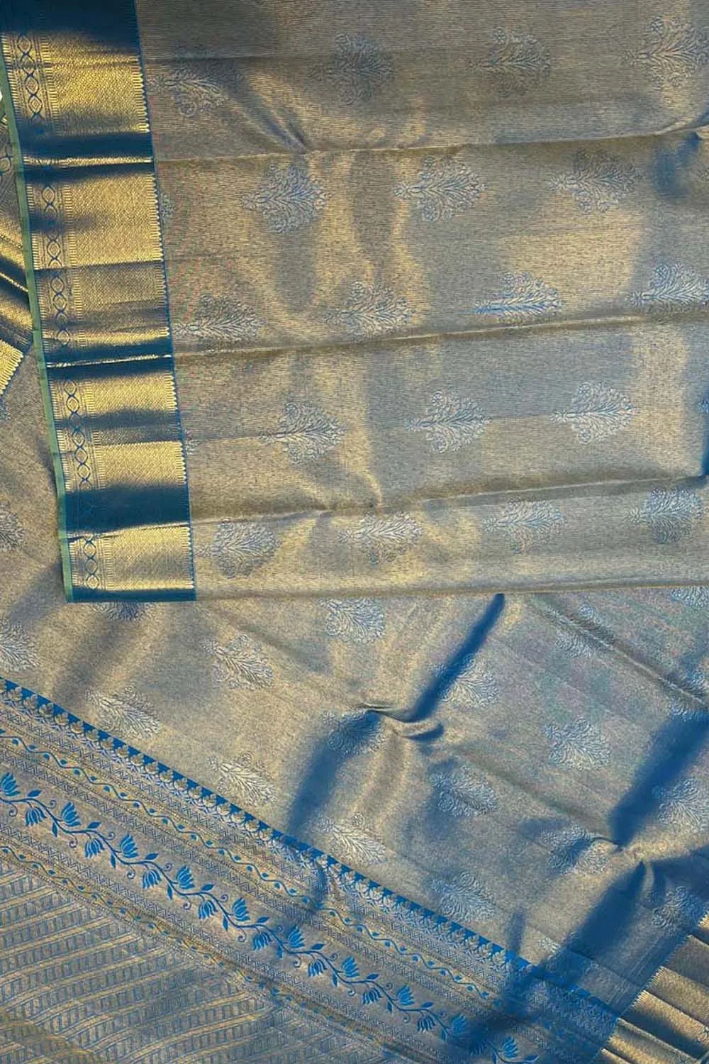 Blue Kanjeevaram Silk Saree - Handloom Pure Elegance