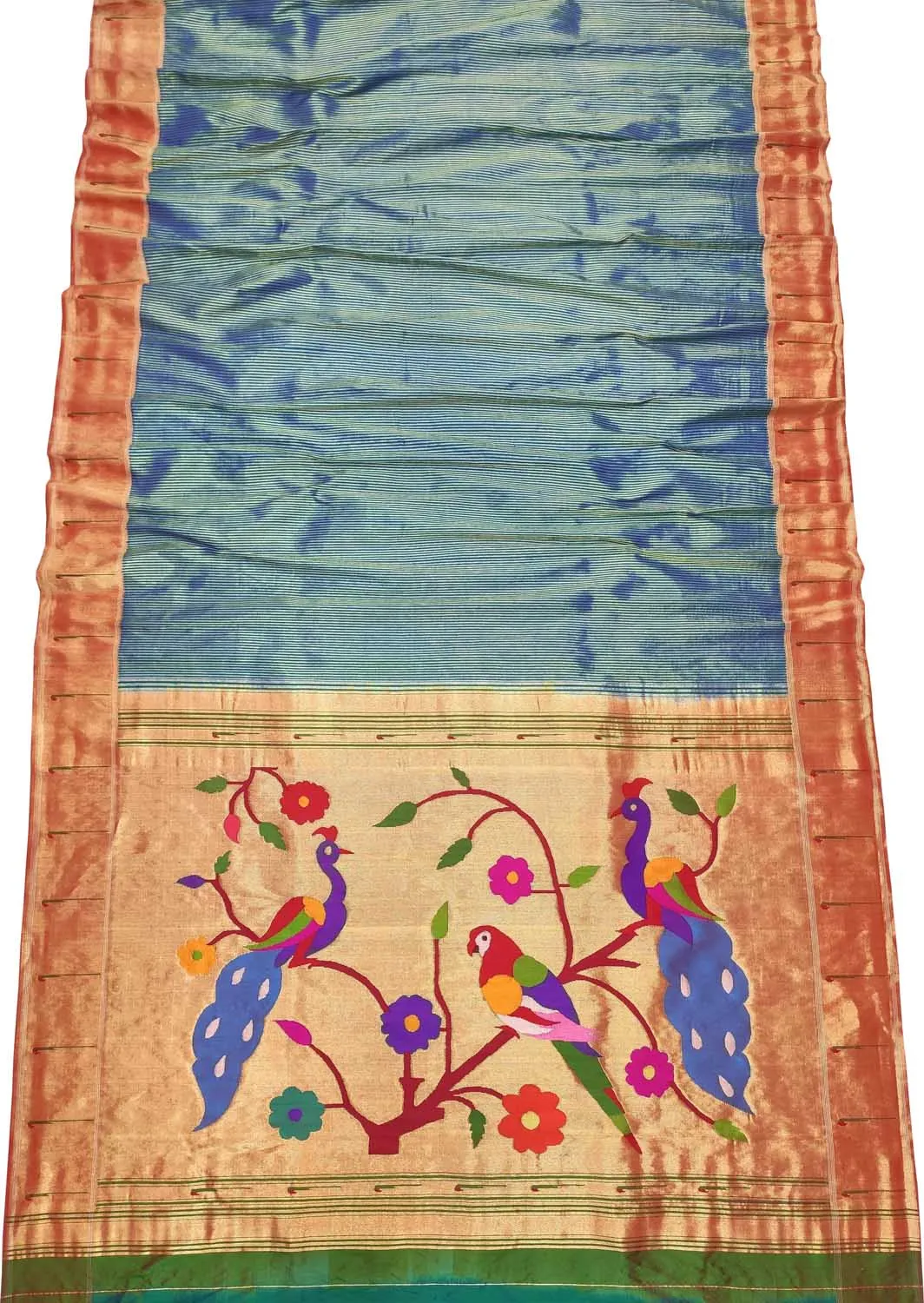 Blue Paithani Silk Saree with Muniya Border