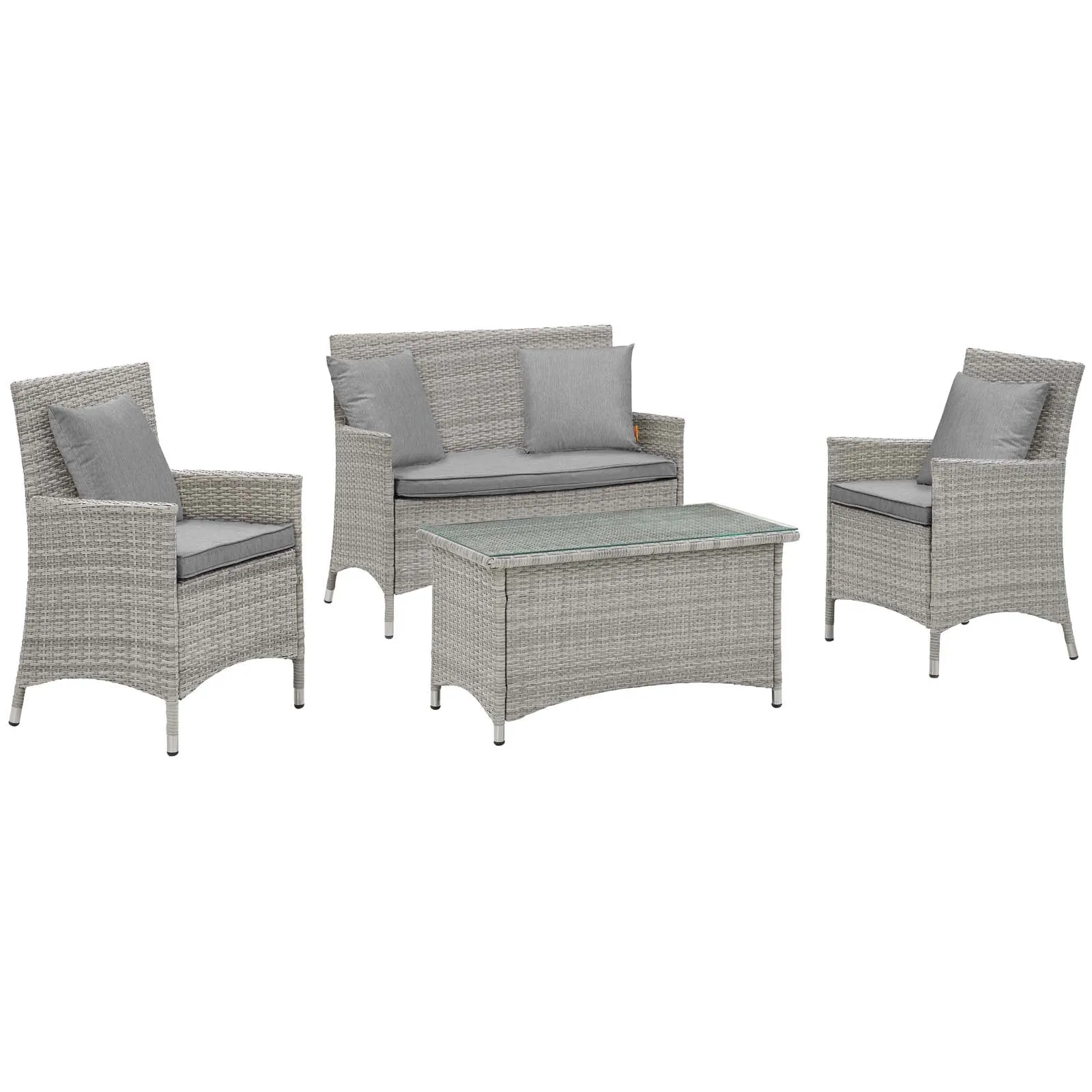 Bridge 4 Piece Outdoor Patio Patio Conversation Set with Pillow Set by Modway