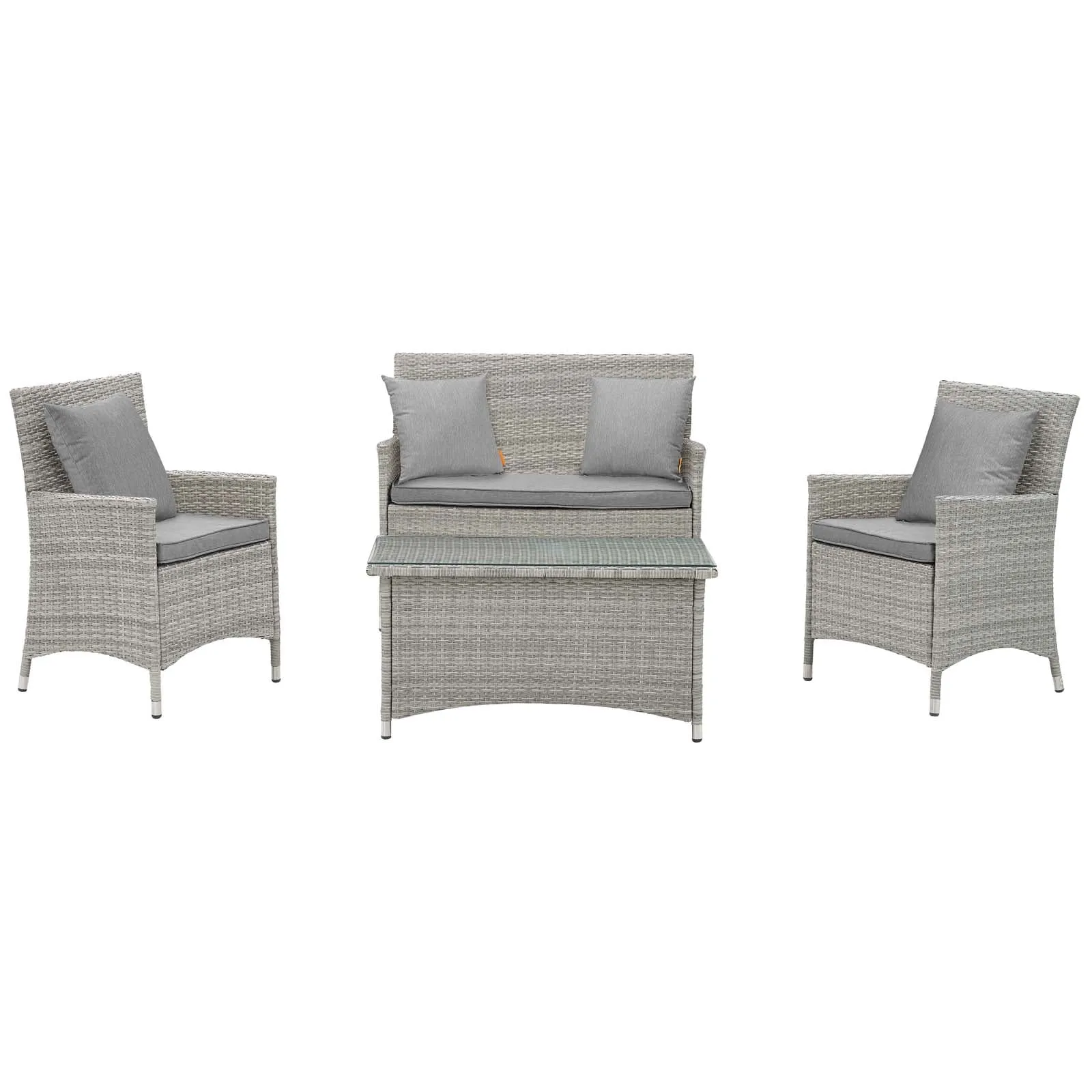 Bridge 4 Piece Outdoor Patio Patio Conversation Set with Pillow Set by Modway