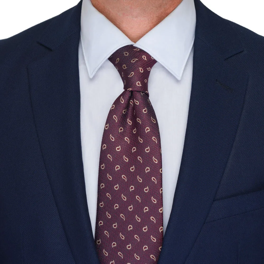 Burgundy Classic Paisley Woven Silk Tie