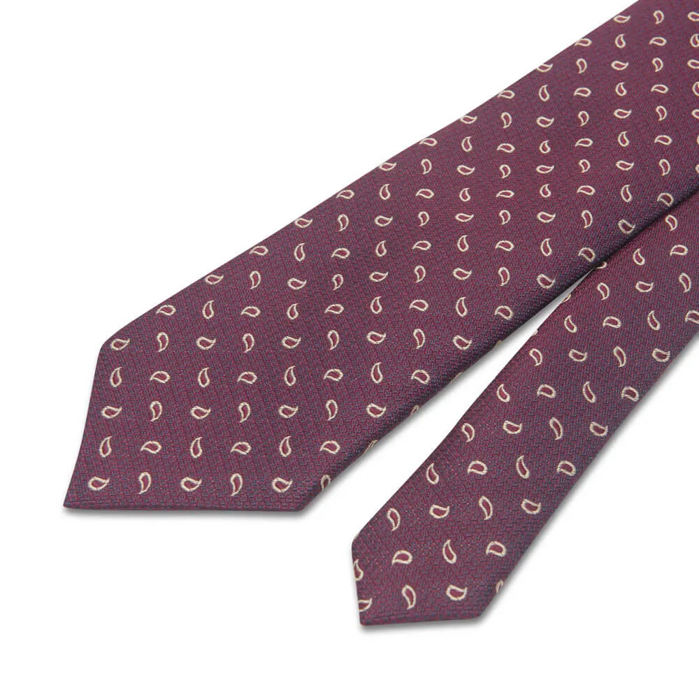 Burgundy Classic Paisley Woven Silk Tie