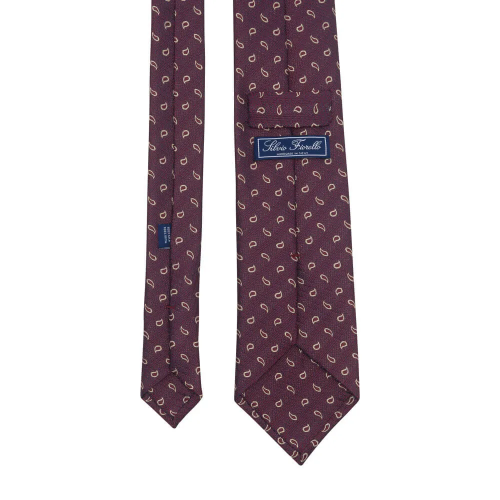 Burgundy Classic Paisley Woven Silk Tie