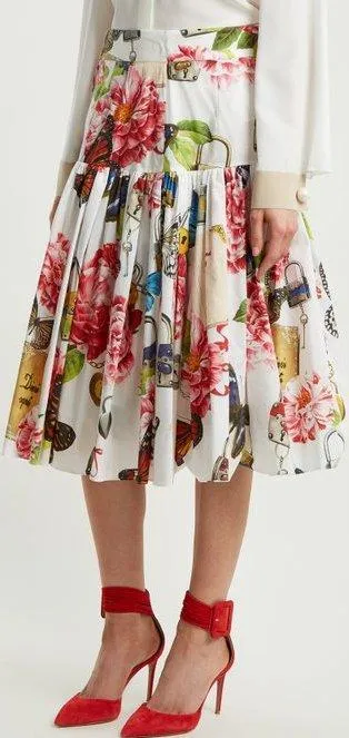 Butterfly and Padlock-Print Skirt