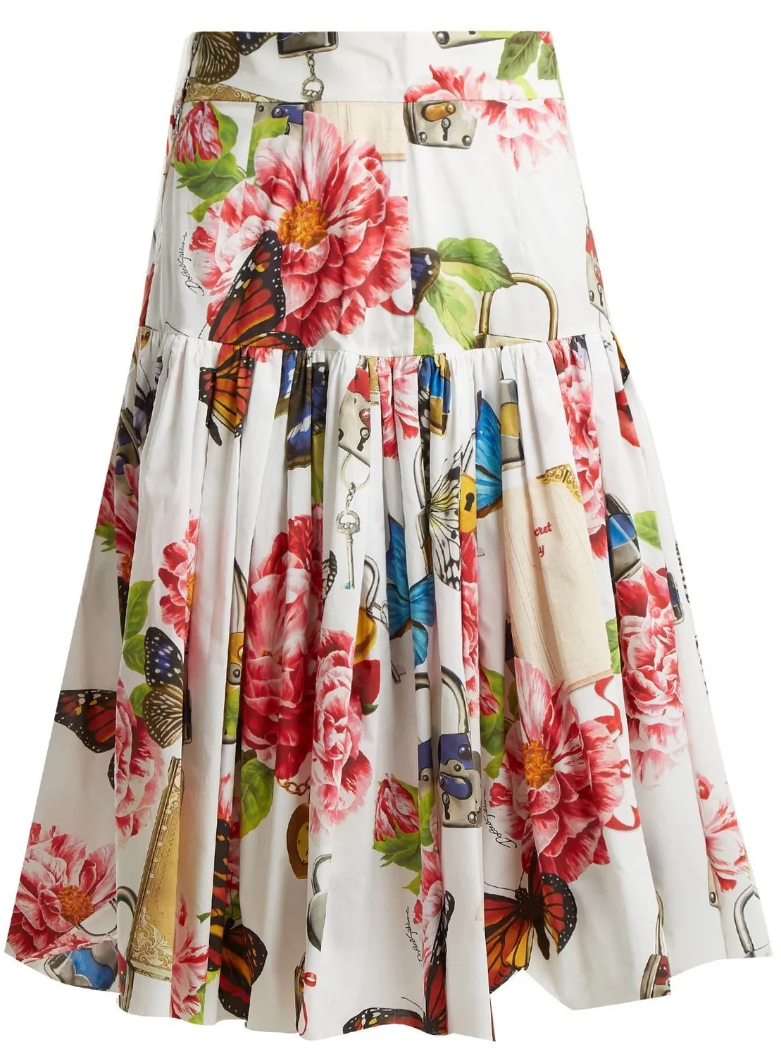 Butterfly and Padlock-Print Skirt