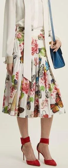 Butterfly and Padlock-Print Skirt