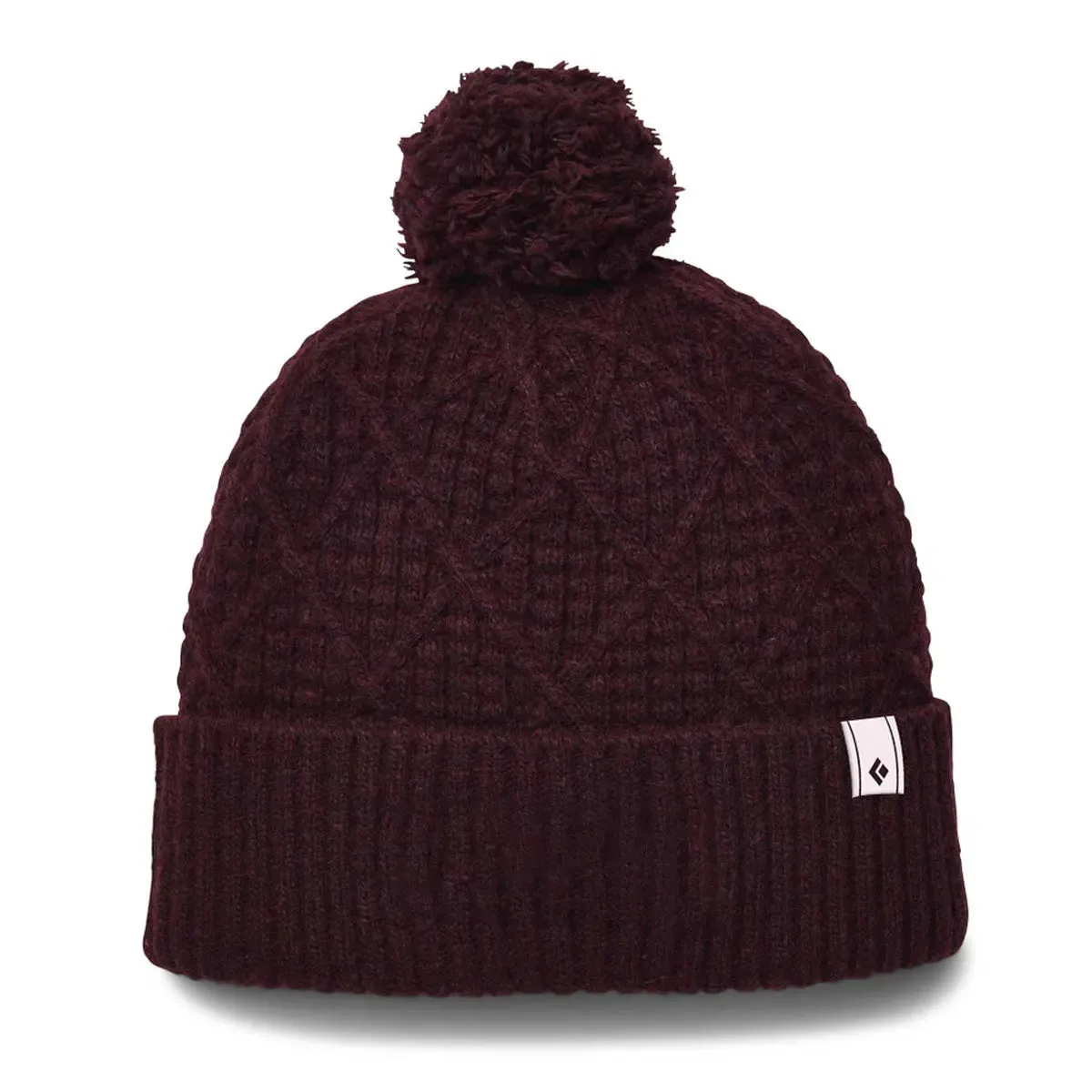 Cable Cuff Pom Beanie - Blackberry