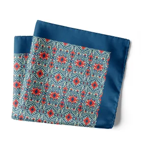 Chokore Blue & Scarlet Silk Pocket Square - Indian at Heart Range