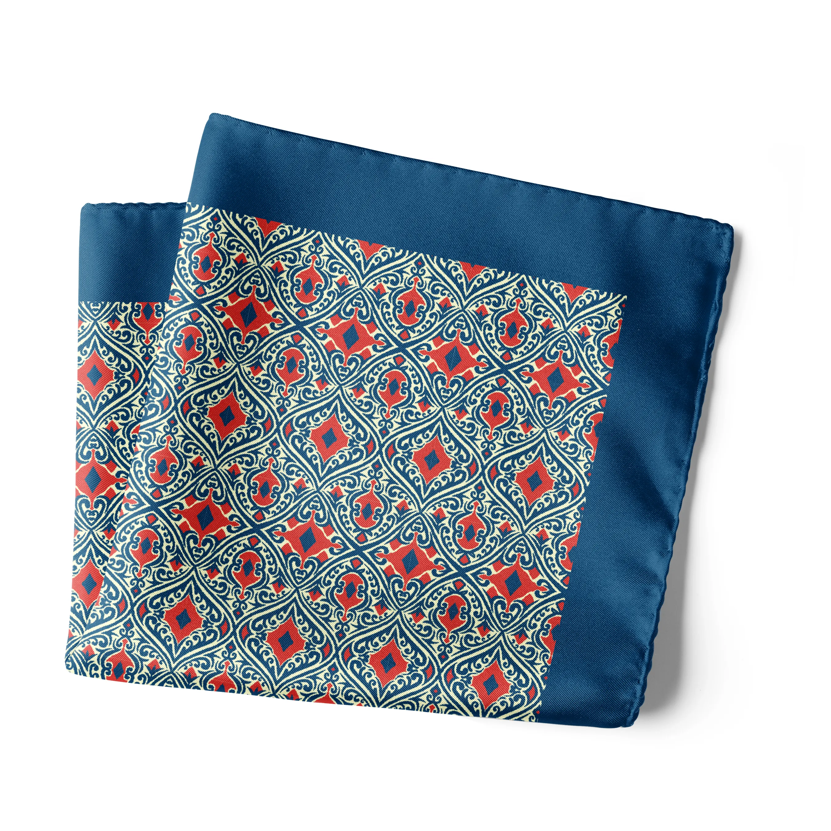 Chokore Blue & Scarlet Silk Pocket Square - Indian at Heart Range