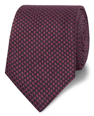 Classic Burgundy Mini Dogtooth Silk Slim Tie