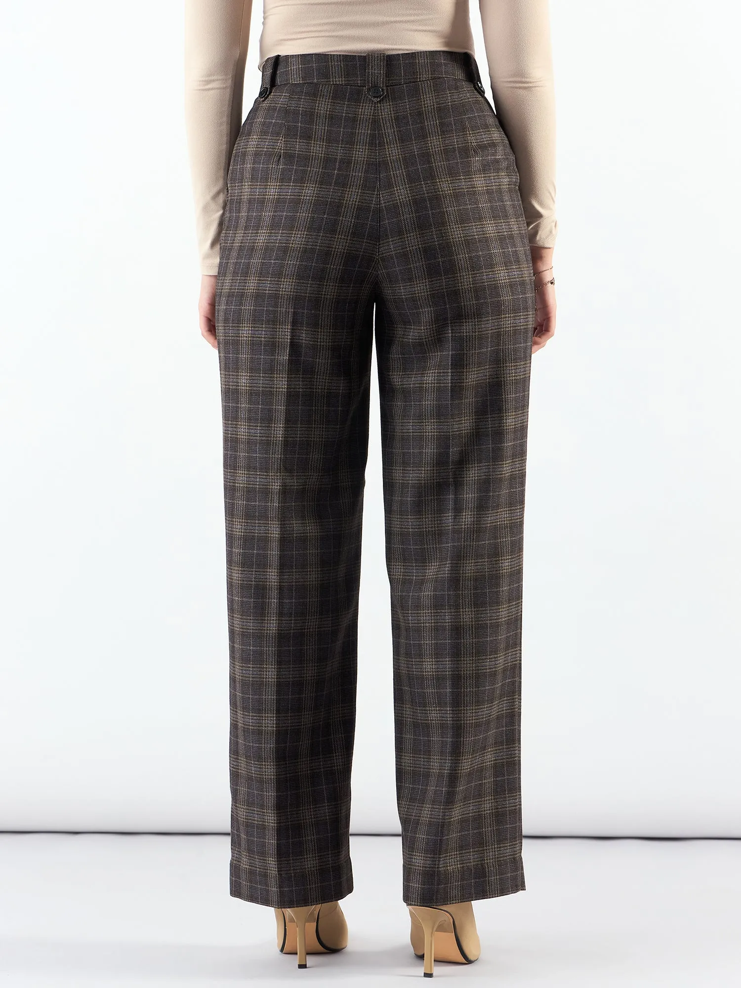 Classic Check High Waist Warm Trouser