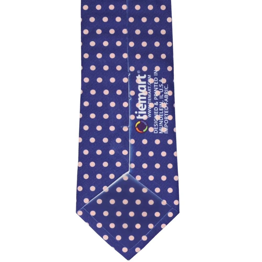 Dark Blue and Subtle Pink Polka Dot Necktie