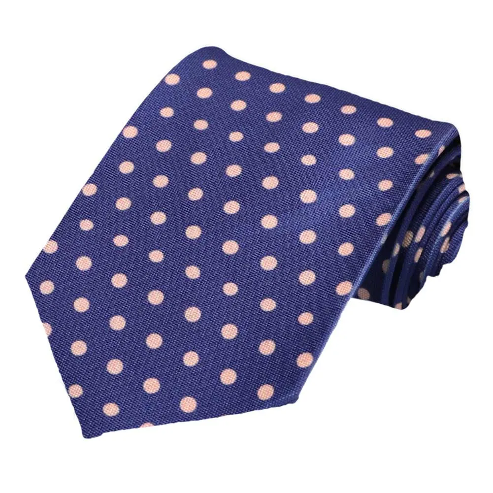 Dark Blue and Subtle Pink Polka Dot Necktie