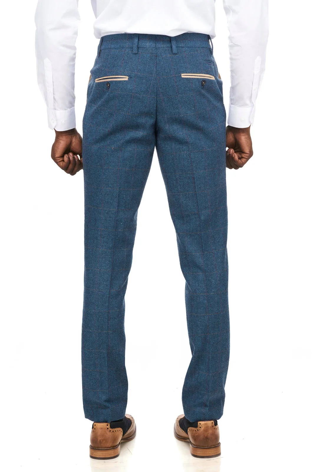 Dion Vintage Blue Tweed Trousers :- Check Suit