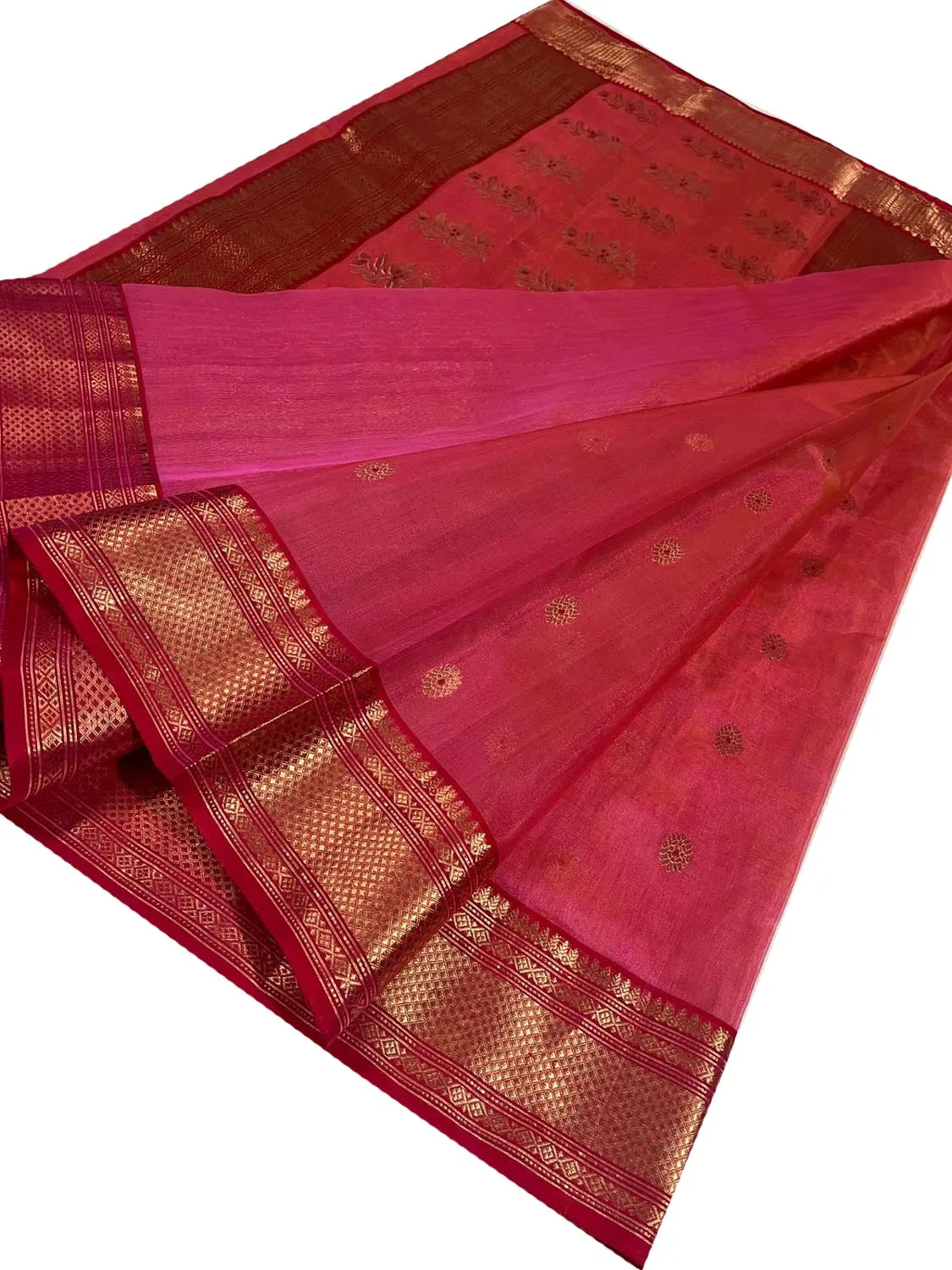 Elegant Pink Chanderi Handloom Silk Saree