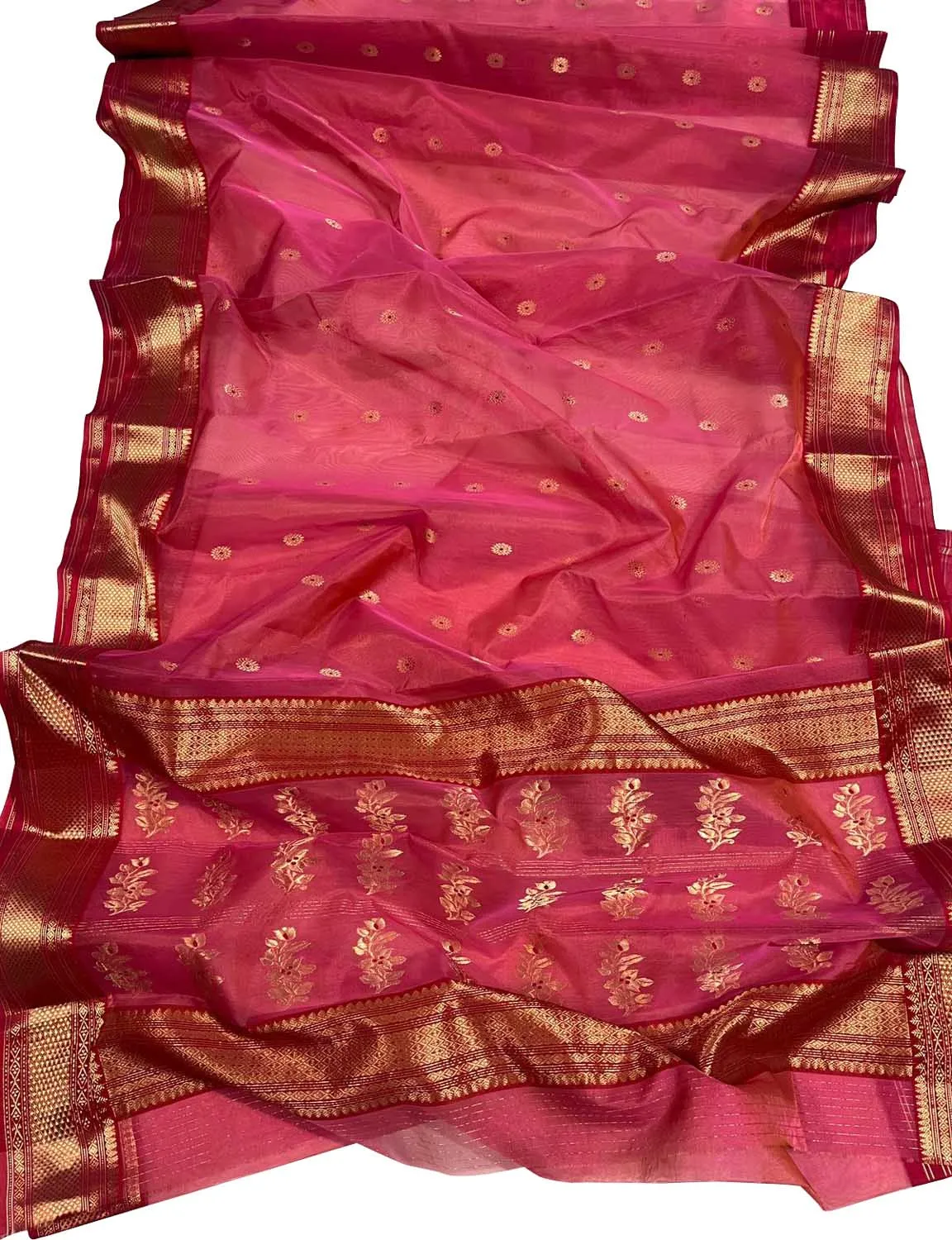 Elegant Pink Chanderi Handloom Silk Saree