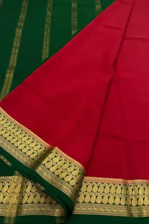 Elegant Red Mysore Crepe Silk Saree