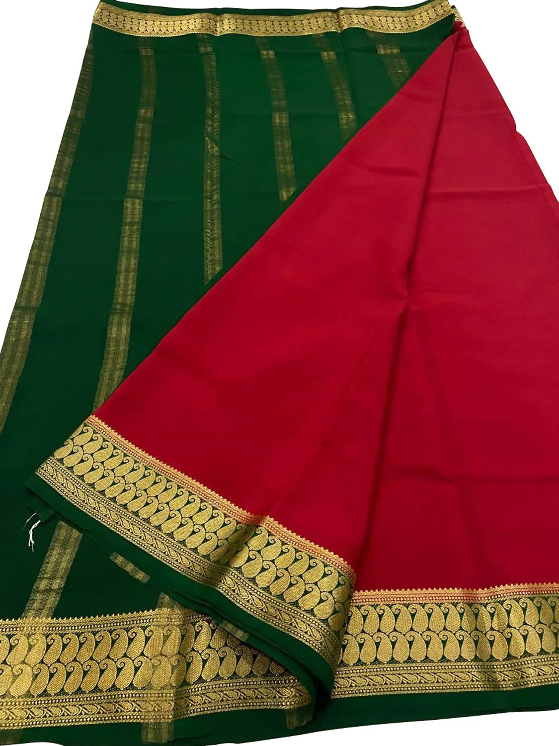 Elegant Red Mysore Crepe Silk Saree