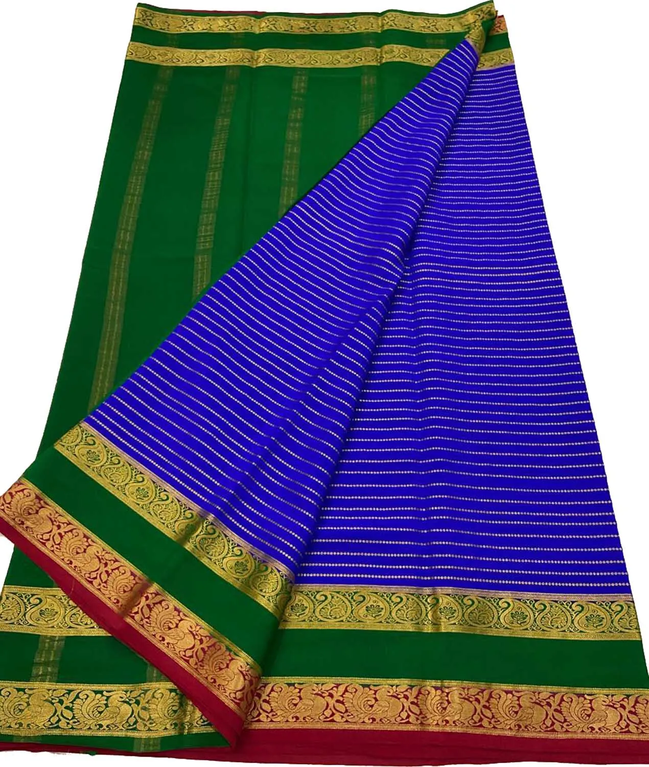 Exquisite Blue & Green Mysore Silk Saree