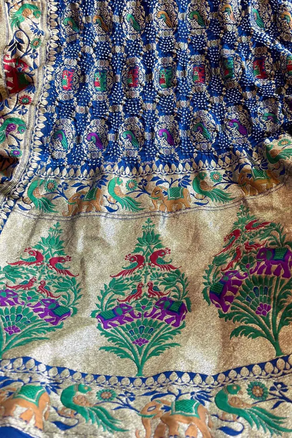 Exquisite Blue Banarasi Bandhani Georgette Dupatta: Timeless Elegance