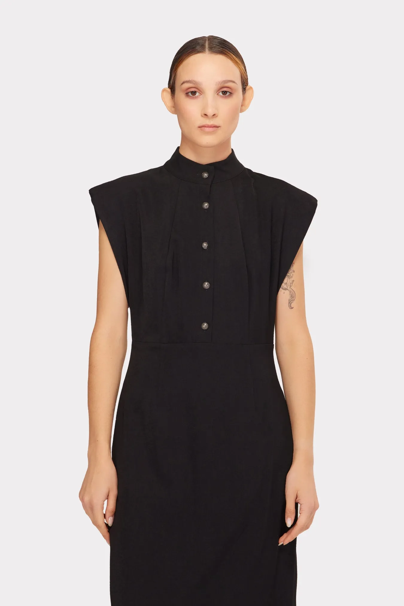 Fitted Sheath Dress With Shoulder Pads