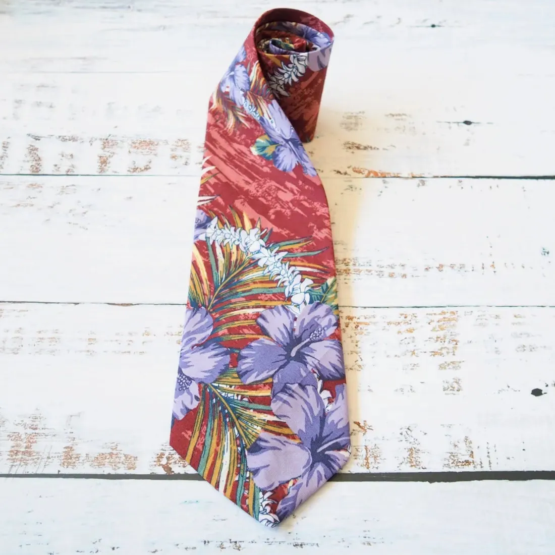 Flourish Red Hawaiian Necktie