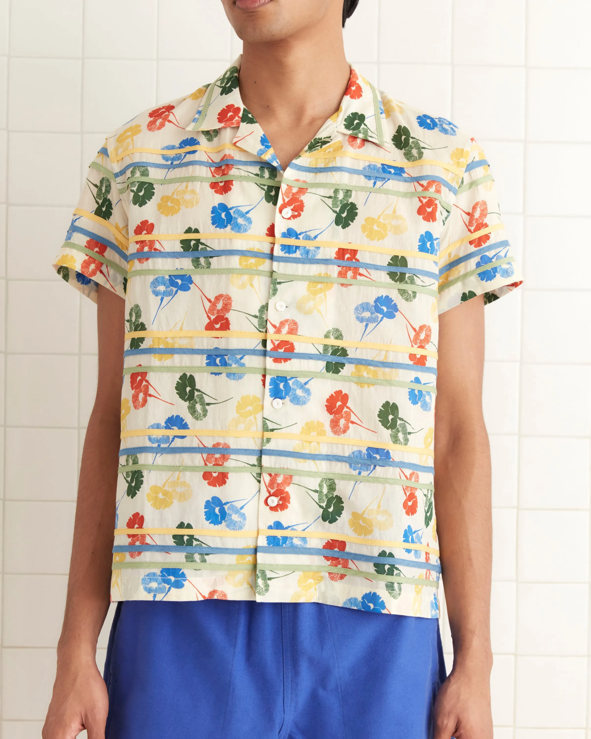 Flower Stamp Short Sleeve Shirt