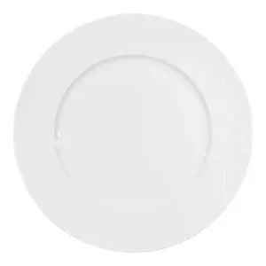 Furtino England River 23cm/9" White Porcelain Flat Plate, Pack of 6