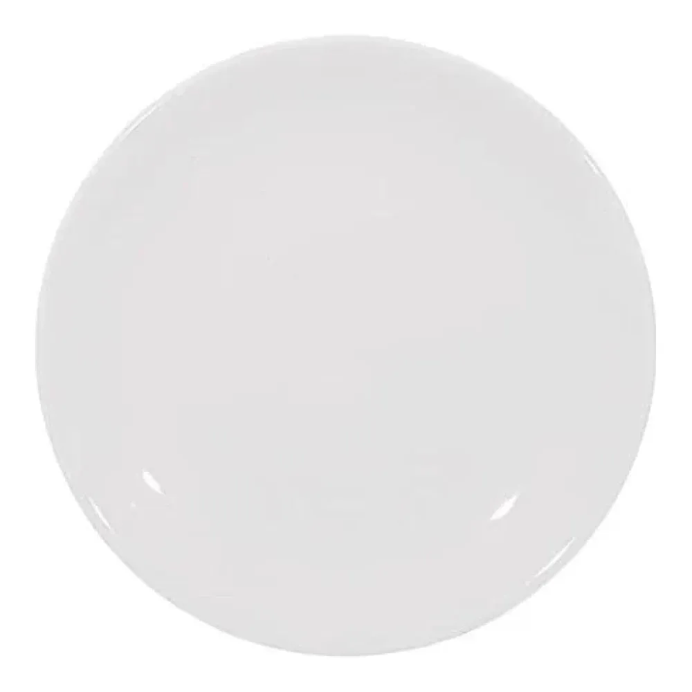 Furtino England Sphere 20cm (8'') White Porcelain Flat Plate, Pack of 6