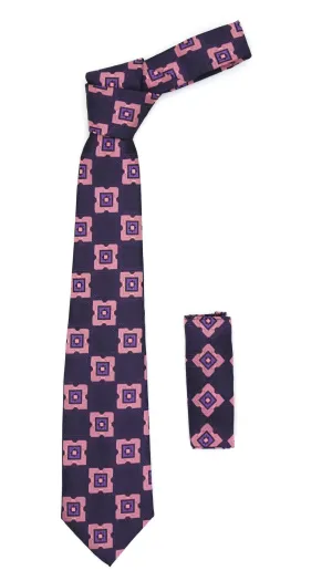 Geometric Purple w. Pink Square with Hanky Set