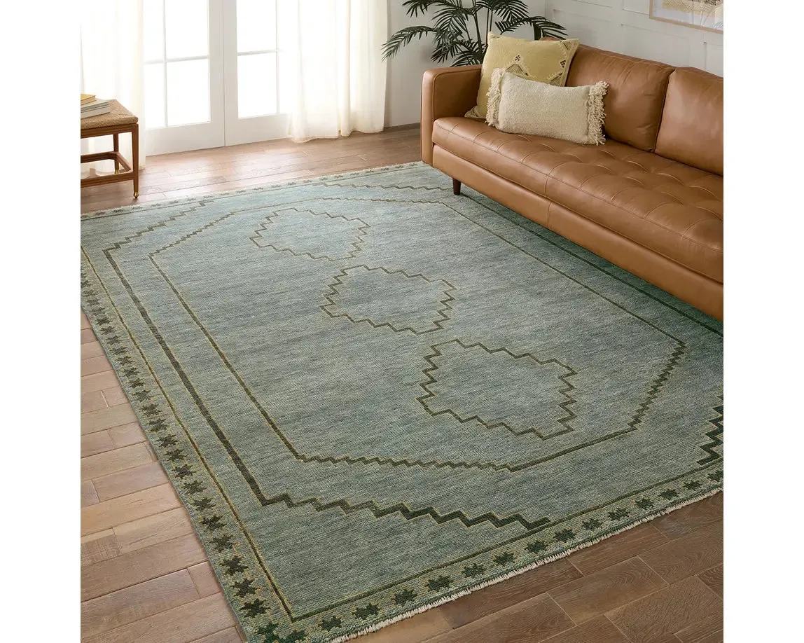 Jaipur Living Cyprus Paphos Hand-Knotted  Blue/Sage Green Rug