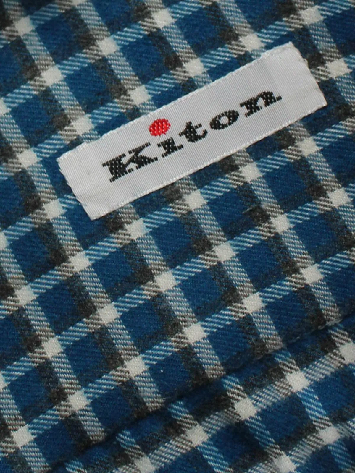 Kiton Sport Shirt Teal Check Flannel Cotton - Sartorial 40 - 15 3/4 REDUCED - SALE