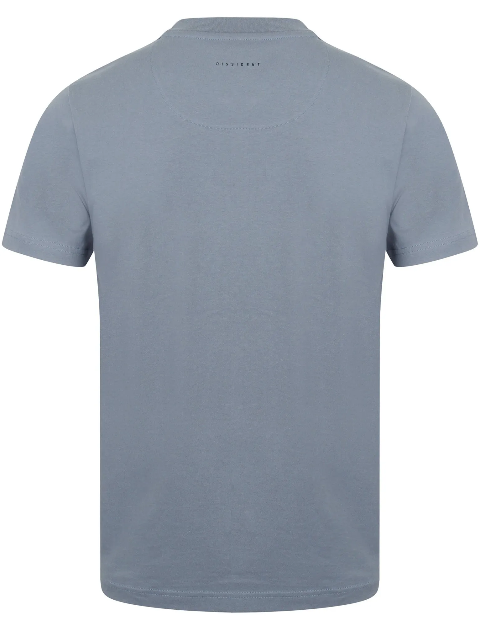 Leith Baseball Zip Up Neck Cotton T-Shirt In Dusty Blue - Dissident