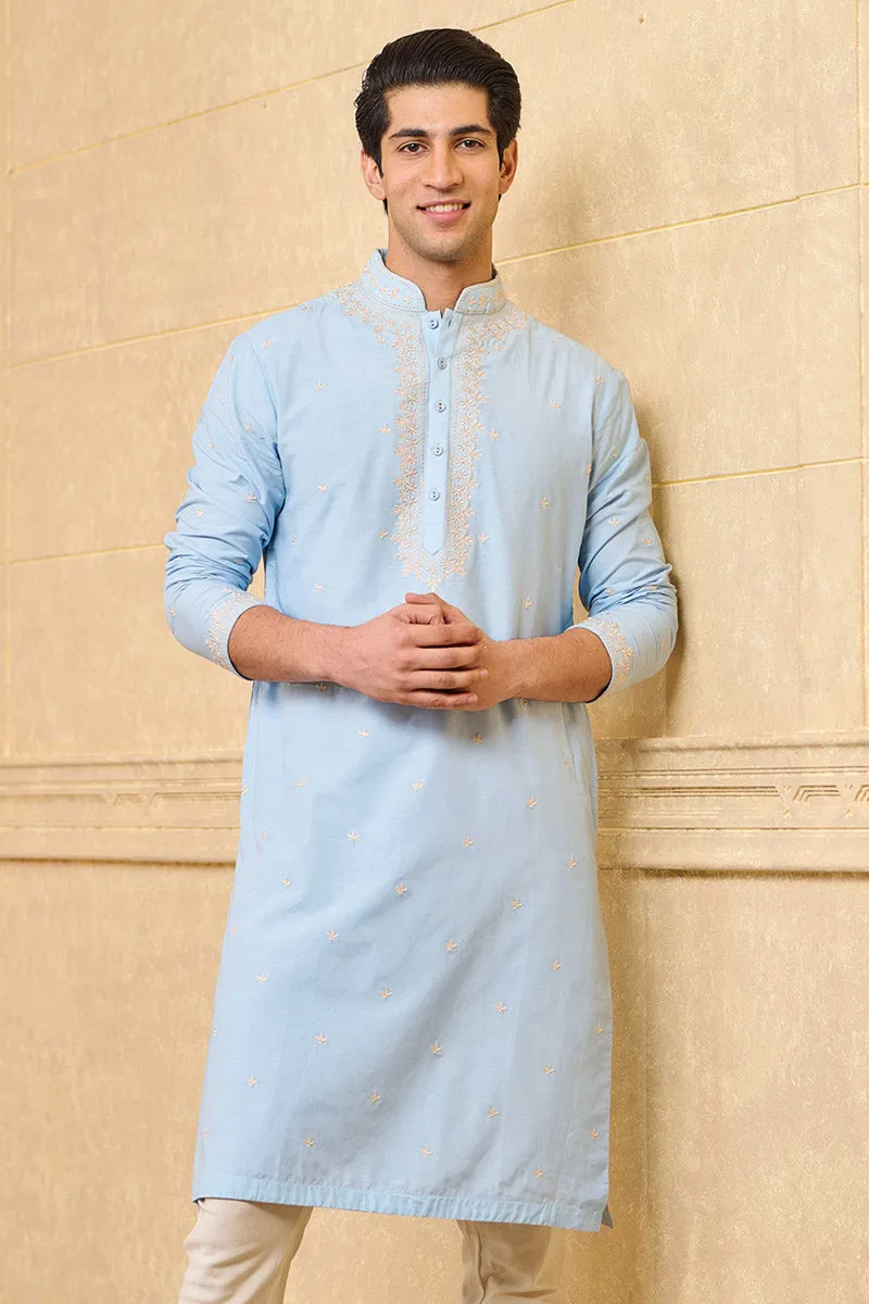 Light Blue Chikankari Embroidered Kurta Set