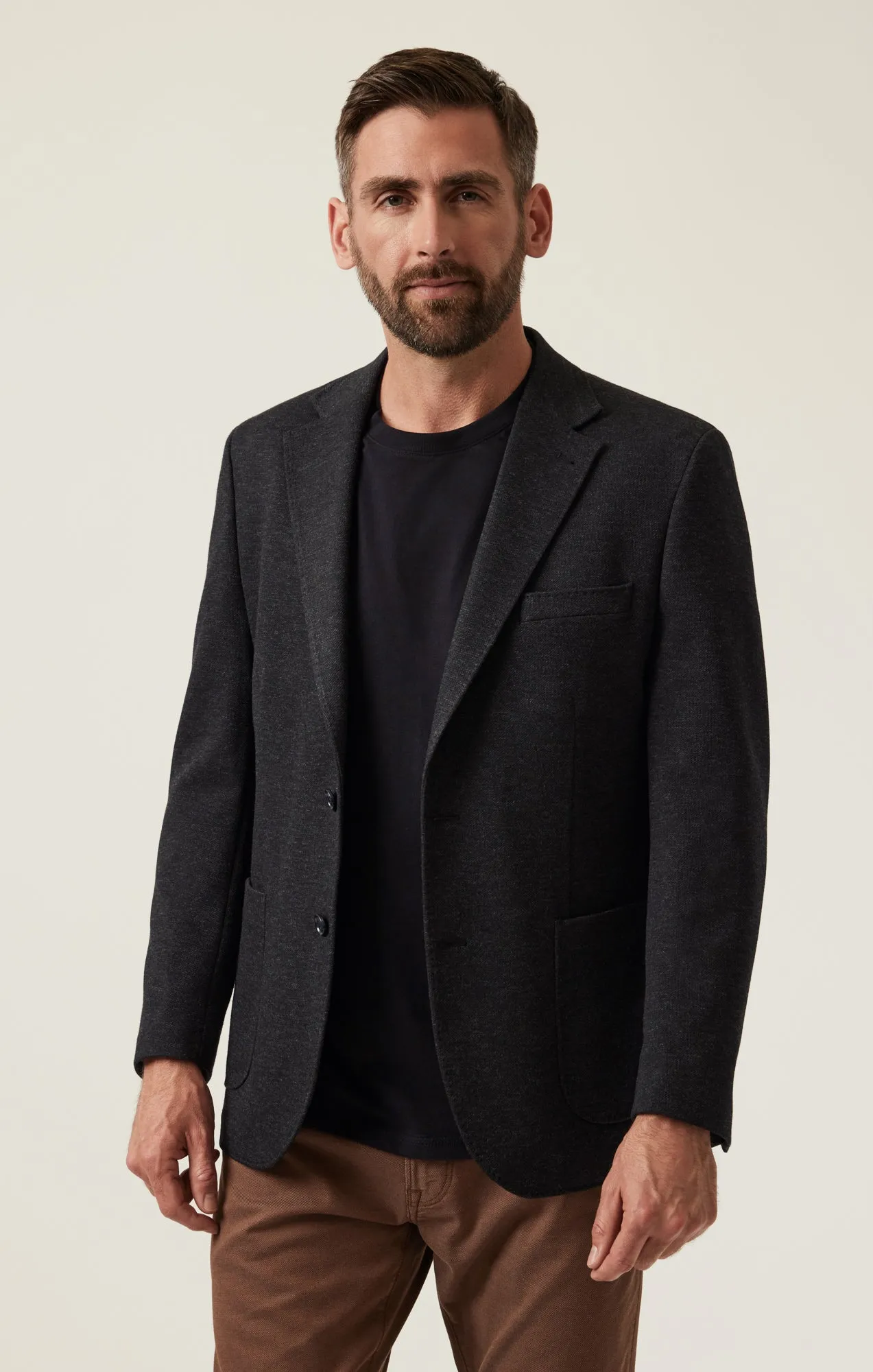 Matteo Heather Knit Blazer In Anthracite