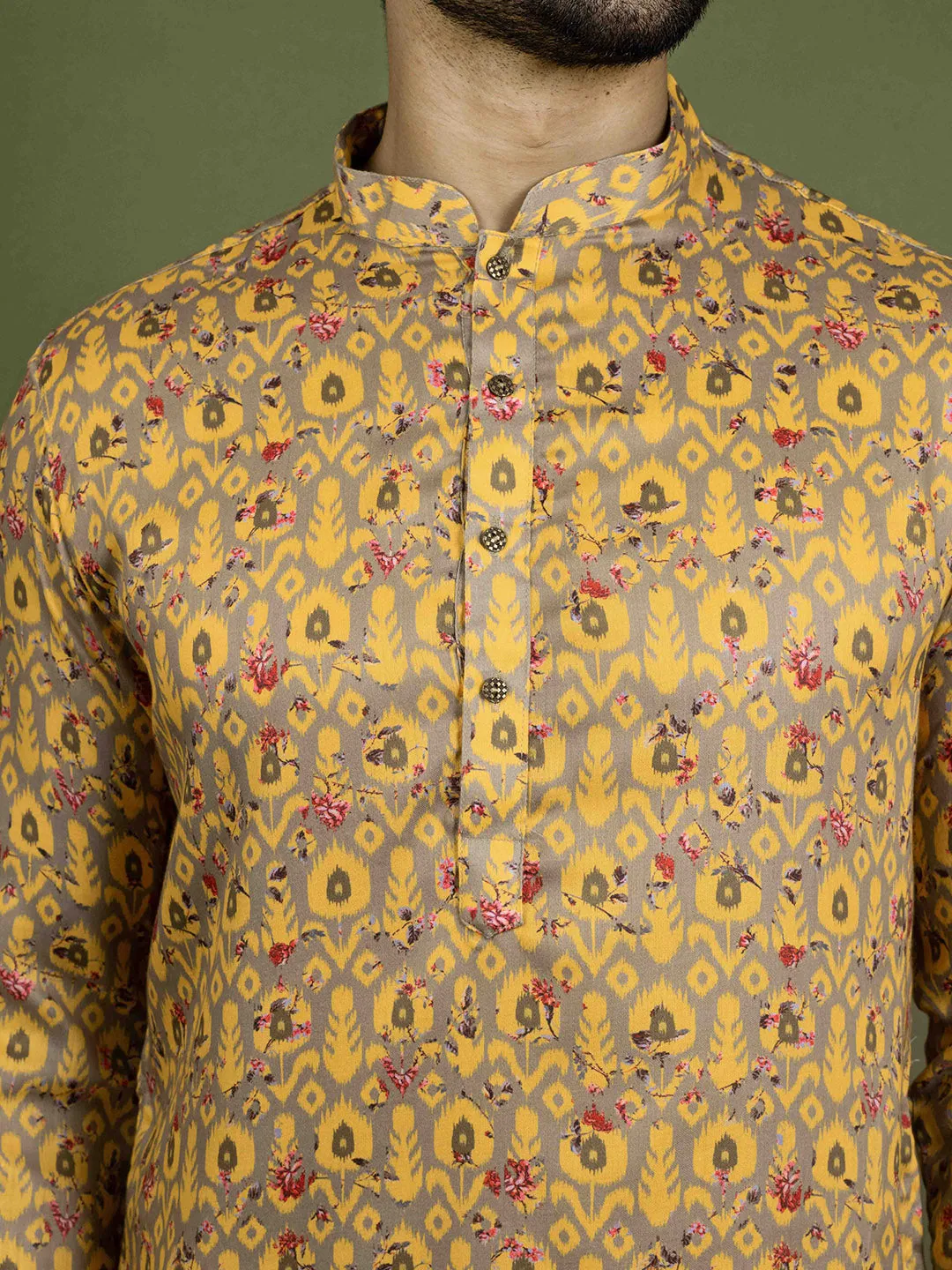 Men Yellow Kurta Patiala Set