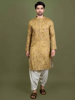 Men Yellow Kurta Patiala Set