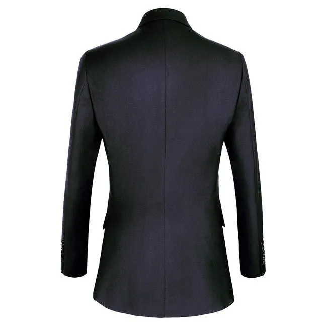 Men’s Double-Breasted Black Business Suit – Classic 2-Piece Formal Set