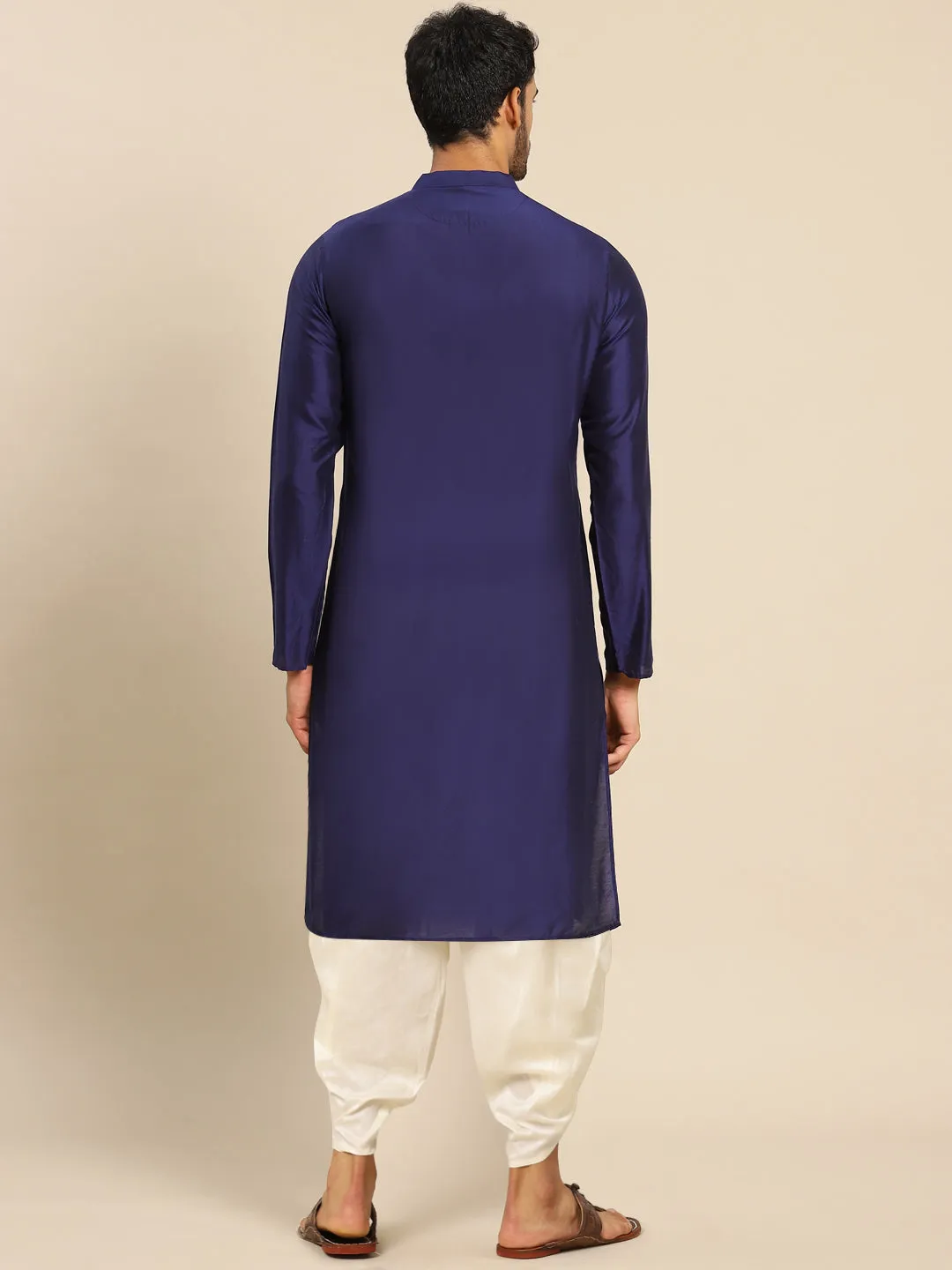 Men's Navy Blue Kurta Dhoti Set