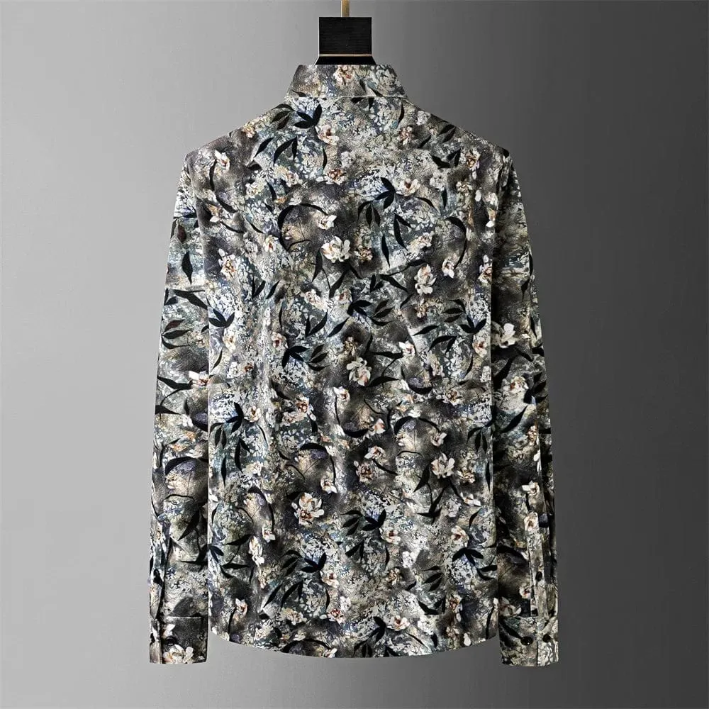 Men's Winter Printed Long Sleeve Shirt – Thick, Warm, Non-Iron, Casual & Business Office Wear