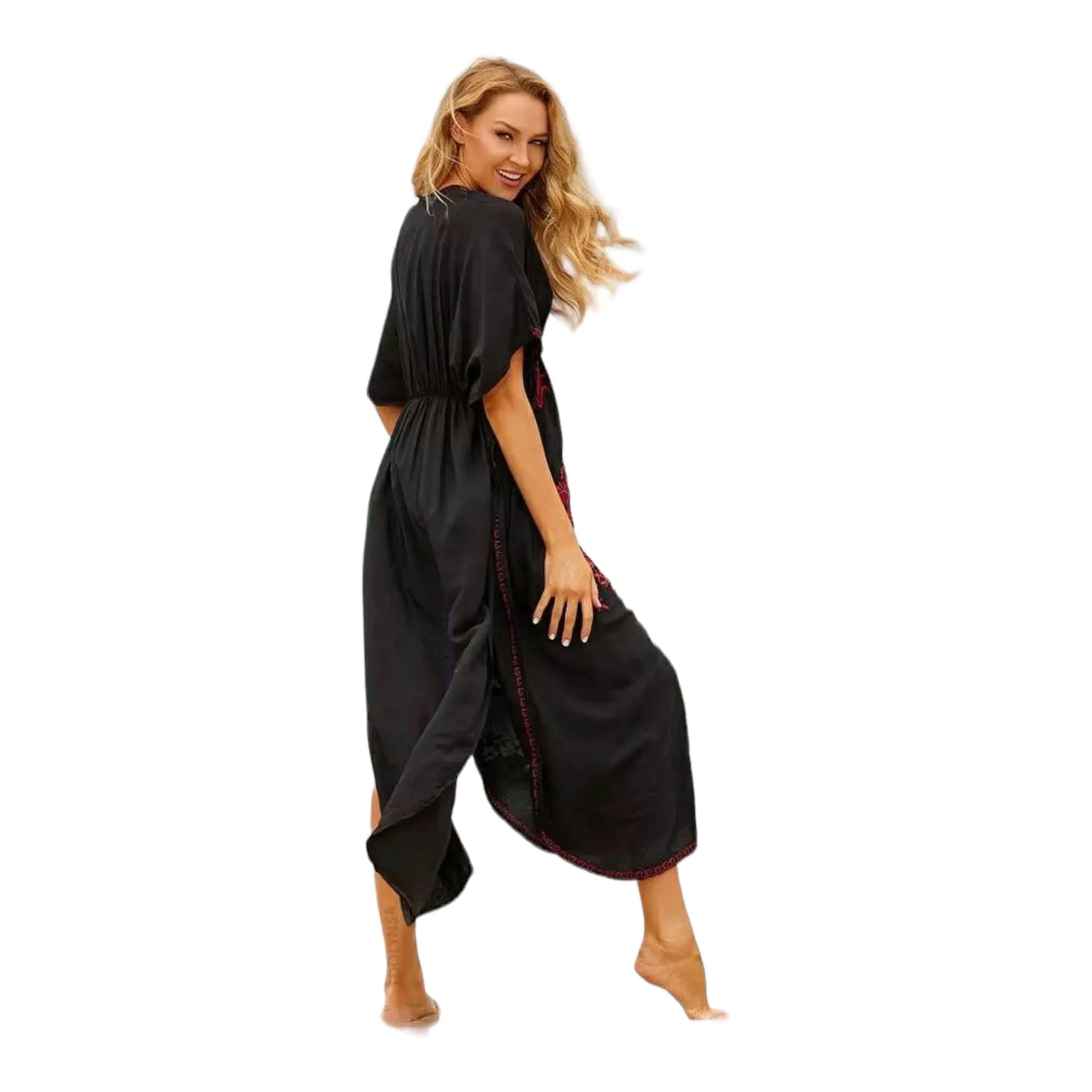 Midnight Elegance Black Maxi Kaftan